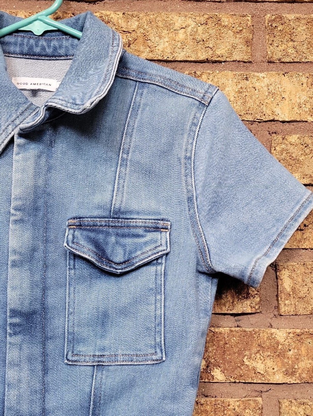 Good American Fit for Success Denim Romper Size 2 Small Cotton Stretch - Picture 5 of 16